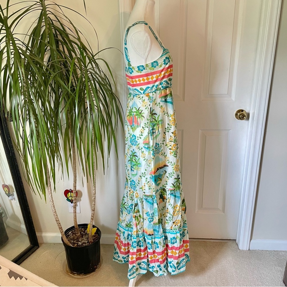 Farm Rio x Anthropologie Printed Maxi Dress XS NWT Blue Motif - Picture 13 of 16